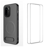 WANLONFENG Magnetiskt skal för OnePlus Ace 6 5G / OnePlus Ace 6T 5G / OnePlus 15R 5G med 2 st. härdat glas, QT1-serien, stativ, kolfiberstruktur, PC TPU, mobilskal