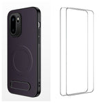 WANLONFENG Magnetiskt skal för OnePlus Ace 6 5G / OnePlus Ace 6T 5G / OnePlus 15R 5G med 2 st. härdat glas, QT1-serien, stativ, kolfiberstruktur, PC TPU, mobilskal