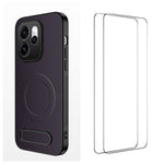 WANLONFENG magnetisk cover med 2 stk. hærdet glas i QT1-serien, stativ, kulfiberstruktur og PC-TPU-mobilcover til Oppo Reno15 Pro Max 5G (Global) / Oppo Reno15 Pro 5G (Kina)