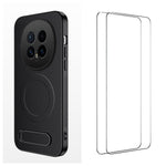 WANLONFENG magnetisk cover til Honor Magic8 5G med 2 stk. hærdet glas, QT1-seriens stativ, kulfiberstruktur, PC-TPU-mobilcover