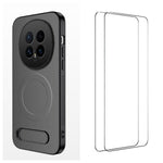 WANLONFENG magnetisk cover til Honor Magic8 5G med 2 stk. hærdet glas, QT1-seriens stativ, kulfiberstruktur, PC-TPU-mobilcover