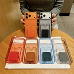 Glittrigt mobilskal för iPhone 17 Pro Max, 2,0 mm stötsäkert TPU-skal med korthållare, stöd