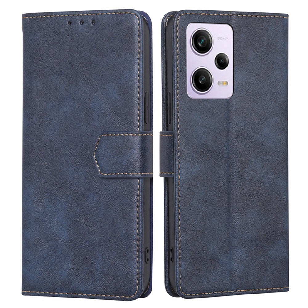 Pungcover med stativ til Xiaomi Redmi Note 12 Pro 5G / Note 12 Pro Speed 5G / Poco X5 Pro 5G, støddæmpende PU-kohudslæder + TPU, RFID-blokerende magnetlukning, beskyttende cover