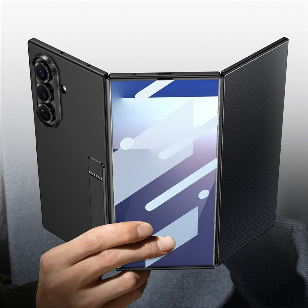 GKK For Samsung Galaxy Z TriFold 5G Case Kickstand Ultra Thin PC Phone Cover with Tempered Glass Film