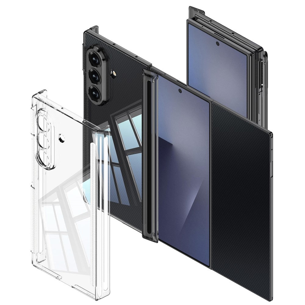 GKK For Samsung Galaxy Z TriFold 5G Clear Phone Case Magnetic Double Hinge Full Protection PC Cover