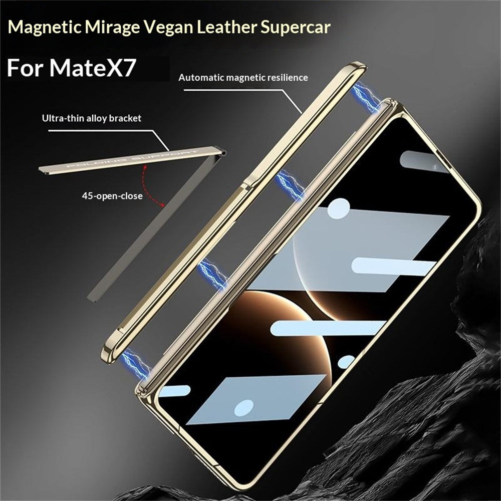GKK Magnetiskt Mobilskal Läder För Huawei Mate X7 med Härdat Glas och Stativ