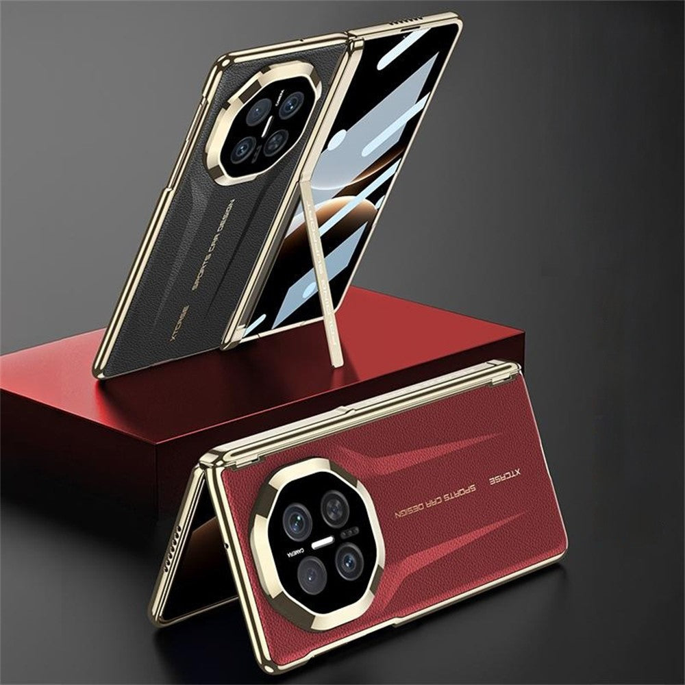 GKK Magnetiskt Mobilskal Läder För Huawei Mate X7 med Härdat Glas och Stativ