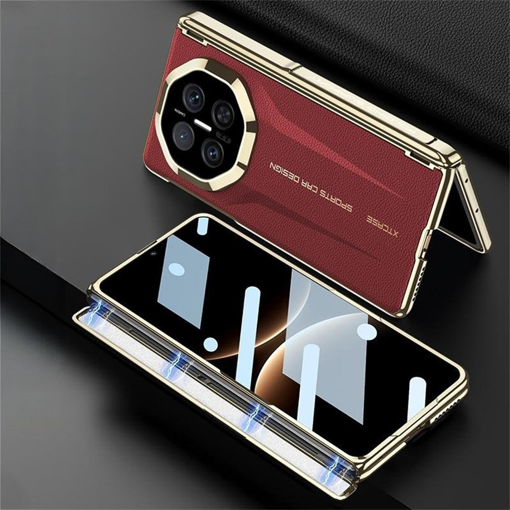 GKK Magnetiskt Mobilskal Läder För Huawei Mate X7 med Härdat Glas och Stativ