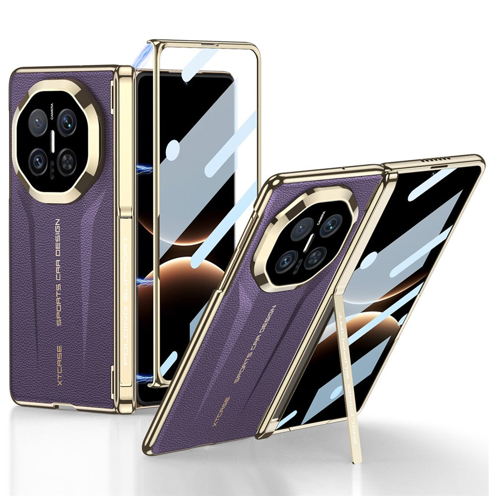 GKK Magnetiskt Mobilskal Läder För Huawei Mate X7 med Härdat Glas och Stativ