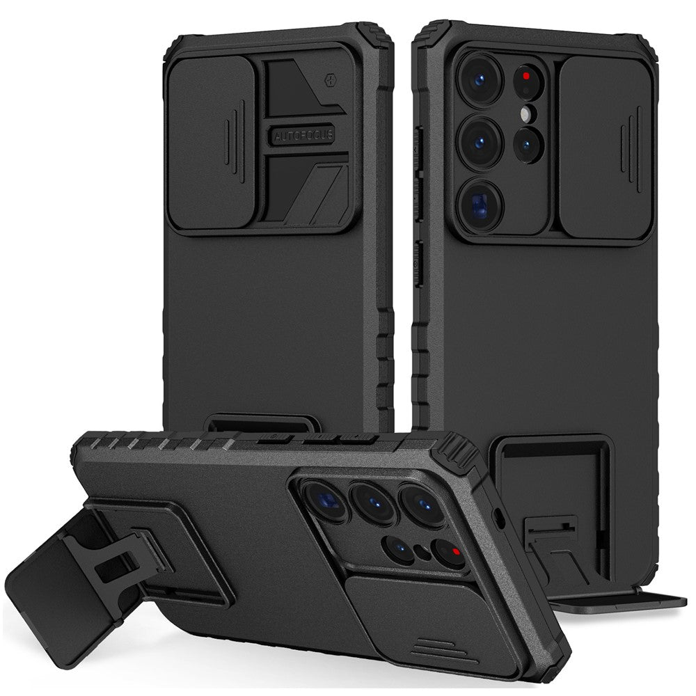 For Samsung Galaxy S26 Ultra Case Camera Slider PC + TPU Phone Cover with Kickstand