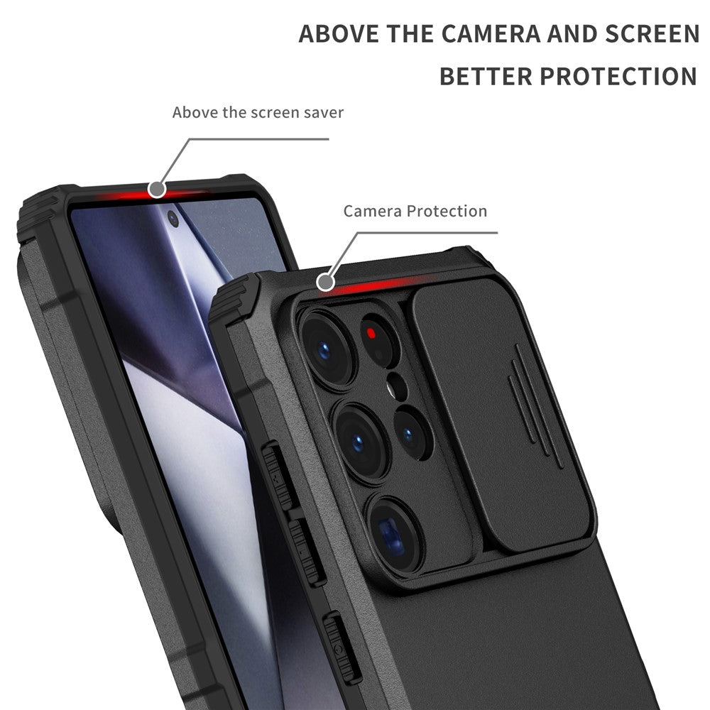For Samsung Galaxy S26 Ultra Case Camera Slider PC + TPU Phone Cover with Kickstand