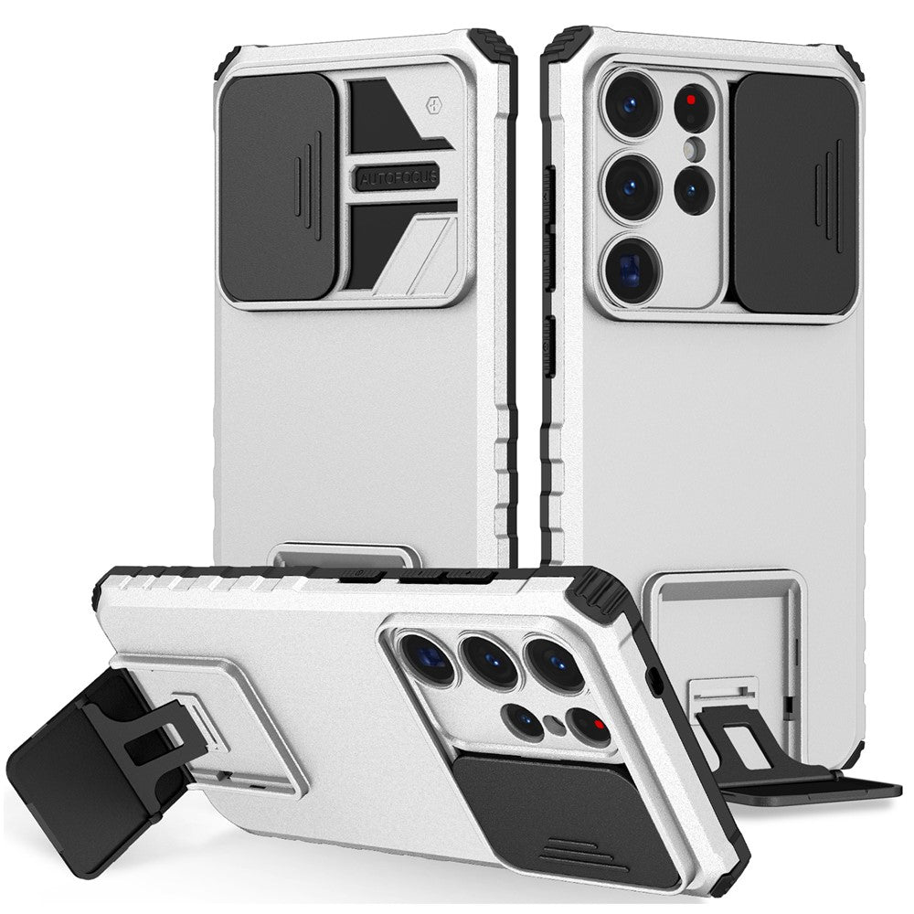 Samsung Galaxy S26 Ultra-skal Kamera Slider PC + TPU mobilskal med Stöd