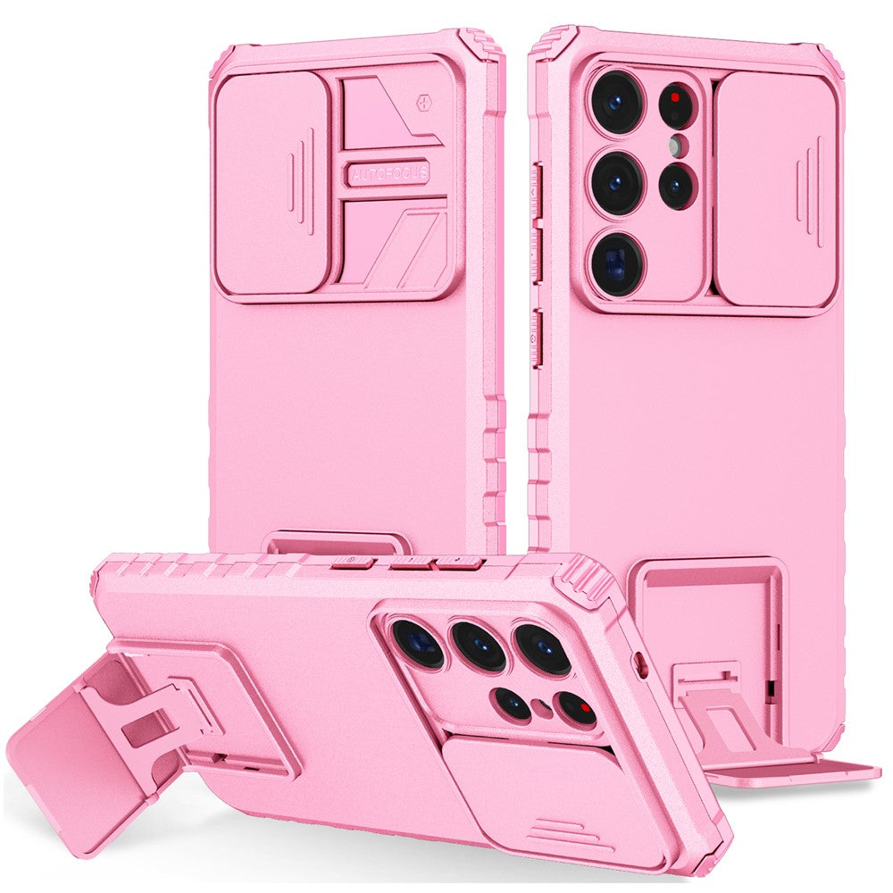 For Samsung Galaxy S26 Ultra Case Camera Slider PC + TPU Phone Cover with Kickstand