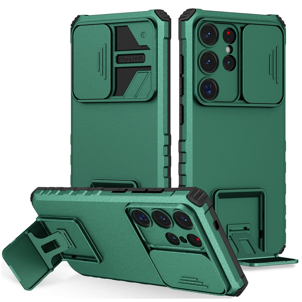 For Samsung Galaxy S26 Ultra Case Camera Slider PC + TPU Phone Cover with Kickstand