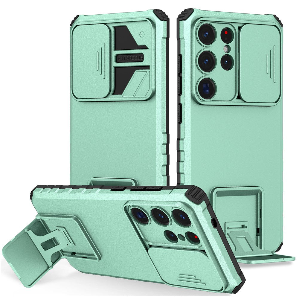 Samsung Galaxy S26 Ultra-skal Kamera Slider PC + TPU mobilskal med Stöd