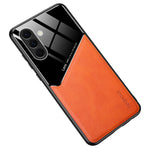 Samsung Galaxy A57 5G-skal med precisa utskärningar, läderbelagd PC + TPU-mobilbaksida, inbyggd metallplåt