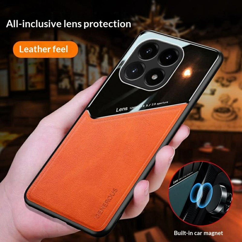 For Xiaomi 15T Case Precise Cutout Leather Coated PC + TPU Phone Back Cover Built-in Metal Sheet