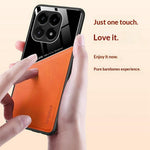 For Xiaomi 15T Case Precise Cutout Leather Coated PC + TPU Phone Back Cover Built-in Metal Sheet
