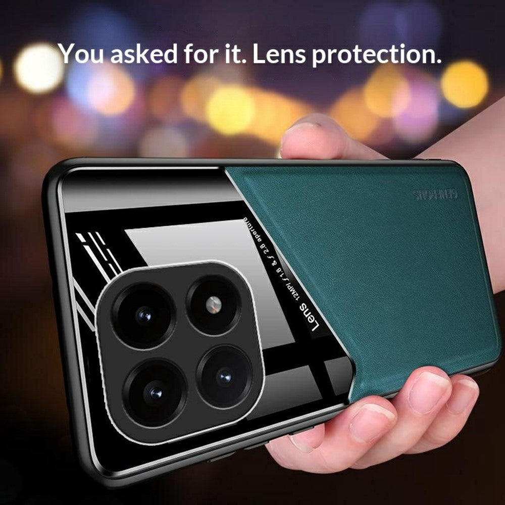 For Xiaomi 15T Case Precise Cutout Leather Coated PC + TPU Phone Back Cover Built-in Metal Sheet