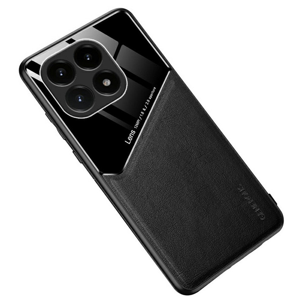 For Xiaomi 15T Case Precise Cutout Leather Coated PC + TPU Phone Back Cover Built-in Metal Sheet