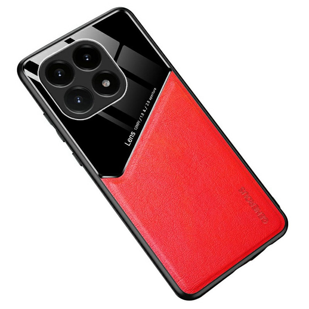 For Xiaomi 15T Case Precise Cutout Leather Coated PC + TPU Phone Back Cover Built-in Metal Sheet
