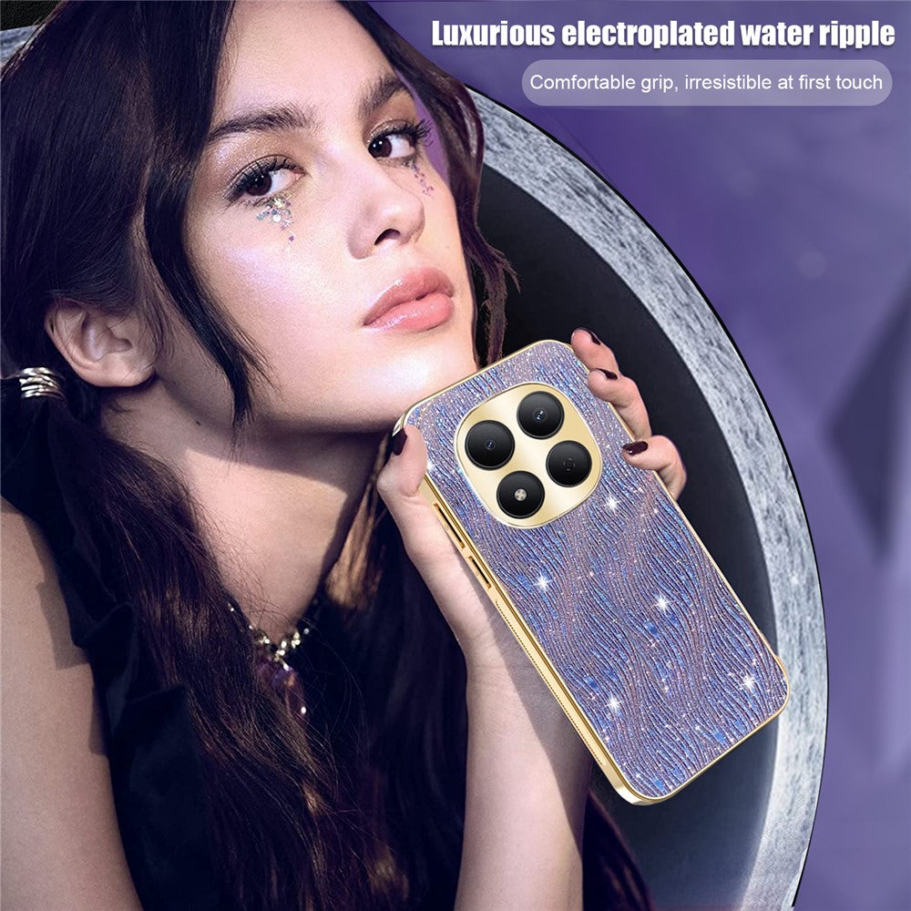 For Xiaomi Redmi Note 15 Pro 4G (Global) Case Electroplating Ripple Texture PU + TPU + PC Phone Back Cover