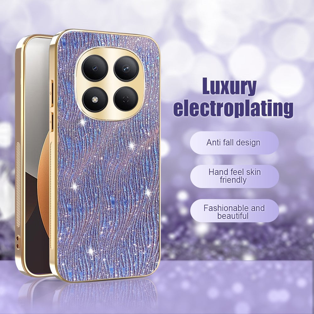 For Xiaomi Redmi Note 15 Pro 4G (Global) Case Electroplating Ripple Texture PU + TPU + PC Phone Back Cover