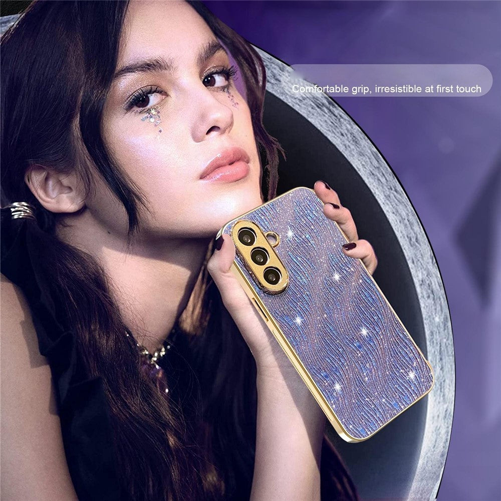 Samsung Galaxy A37 5G-skal Galvaniserad Ripple Texture PU + TPU + PC mobilskal