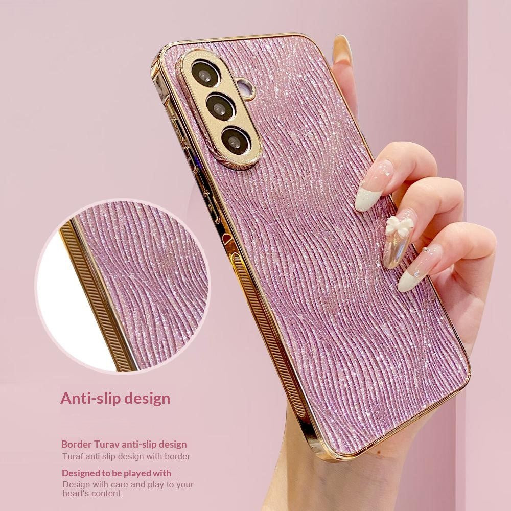 Til Samsung Galaxy A57 5G Etui Galvanisering Krusning Tekstur PU + TPU + PC Telefonbagcover