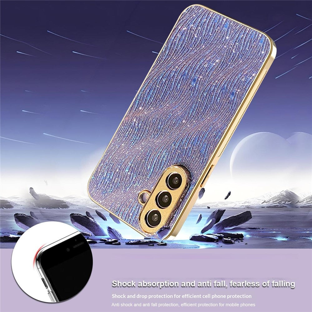 Til Samsung Galaxy A57 5G Etui Galvanisering Krusning Tekstur PU + TPU + PC Telefonbagcover