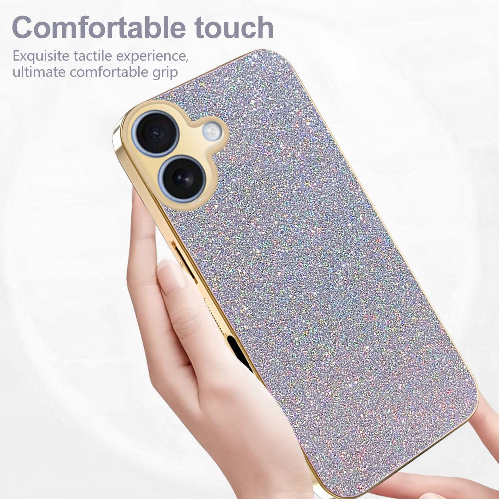 iPhone 17-skal med galvaniserat ram, gnistrande glitter, fallskyddande PC + TPU-mobilskal