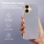 iPhone 17-skal med galvaniserat ram, gnistrande glitter, fallskyddande PC + TPU-mobilskal