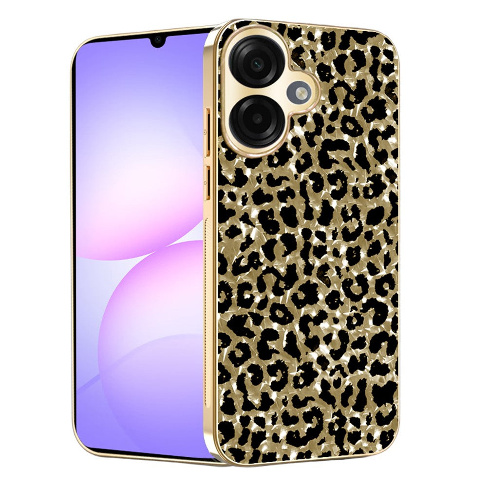 Til Samsung Galaxy A07 4G Cover, Galvaniseret Ramme, Leopardmønster PC + TPU Hybrid Telefoncover