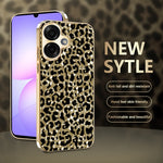 Til Samsung Galaxy A07 4G Cover, Galvaniseret Ramme, Leopardmønster PC + TPU Hybrid Telefoncover