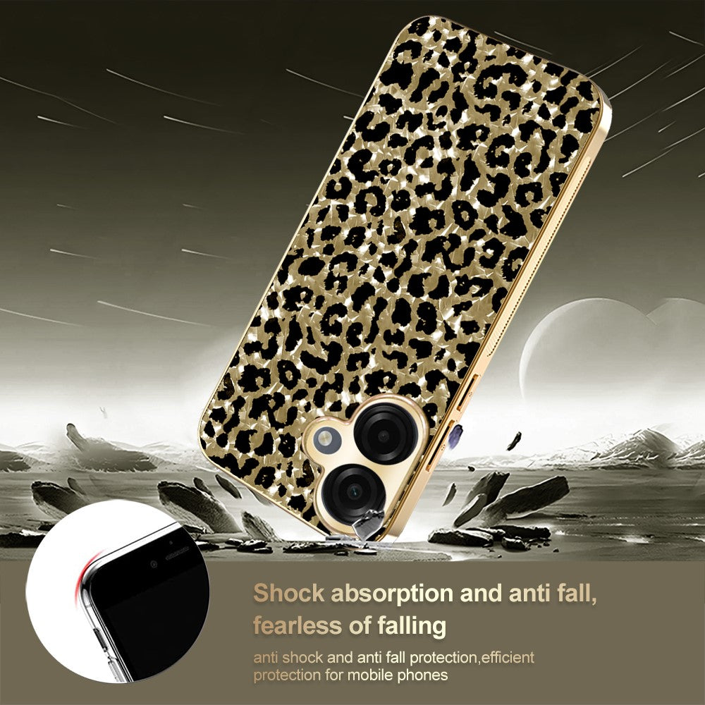 Til Samsung Galaxy A07 4G Cover, Galvaniseret Ramme, Leopardmønster PC + TPU Hybrid Telefoncover