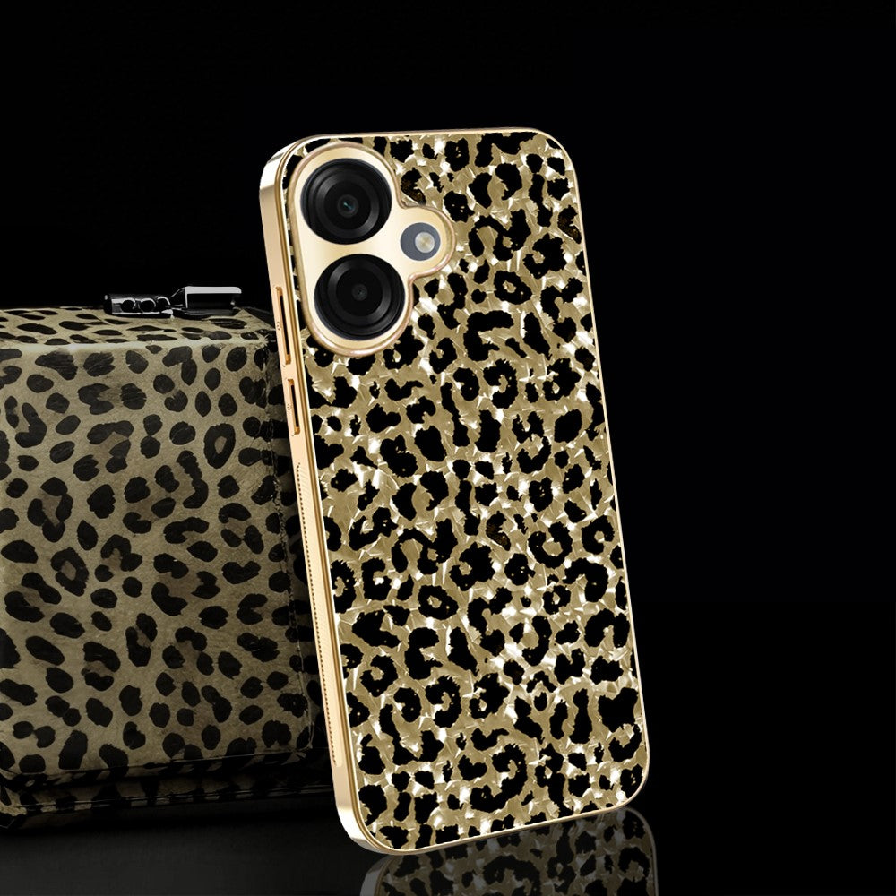 Til Samsung Galaxy A07 4G Cover, Galvaniseret Ramme, Leopardmønster PC + TPU Hybrid Telefoncover