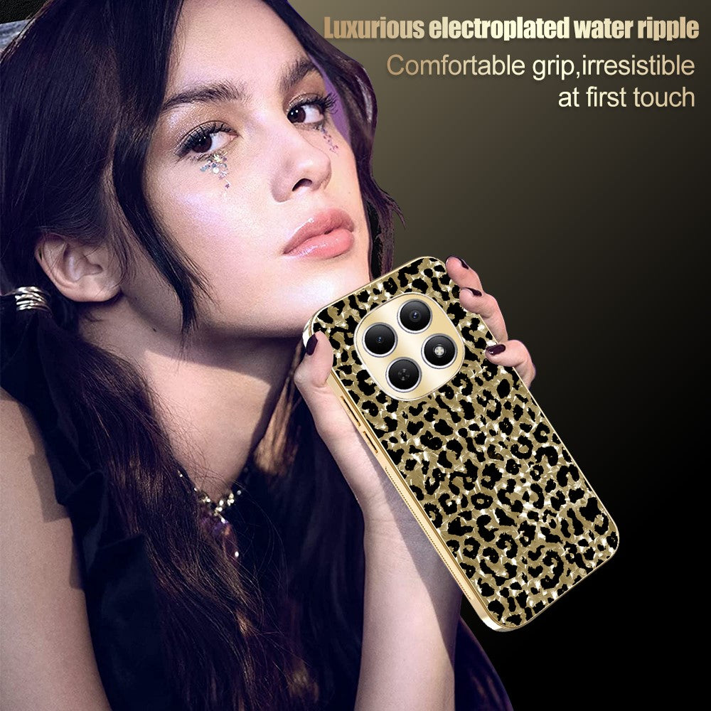 For Xiaomi Redmi Note 15 4G (Global) Case Electroplating Frame Leopard Pattern PC + TPU Hybrid Phone Cover