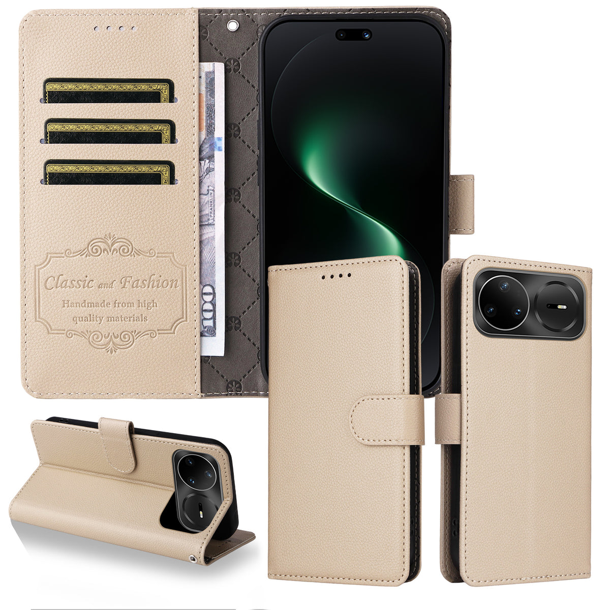 For Huawei nova 15 Ultra 5G / Huawei nova 15 Pro 5G Case RFID Blocking 3 Card Slots PU Leather Phone Cover with Wrist Strap