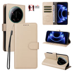 For Xiaomi 17 Ultra 5G Case RFID Blocking 3 Card Slots PU Leather Phone Cover with Wrist Strap
