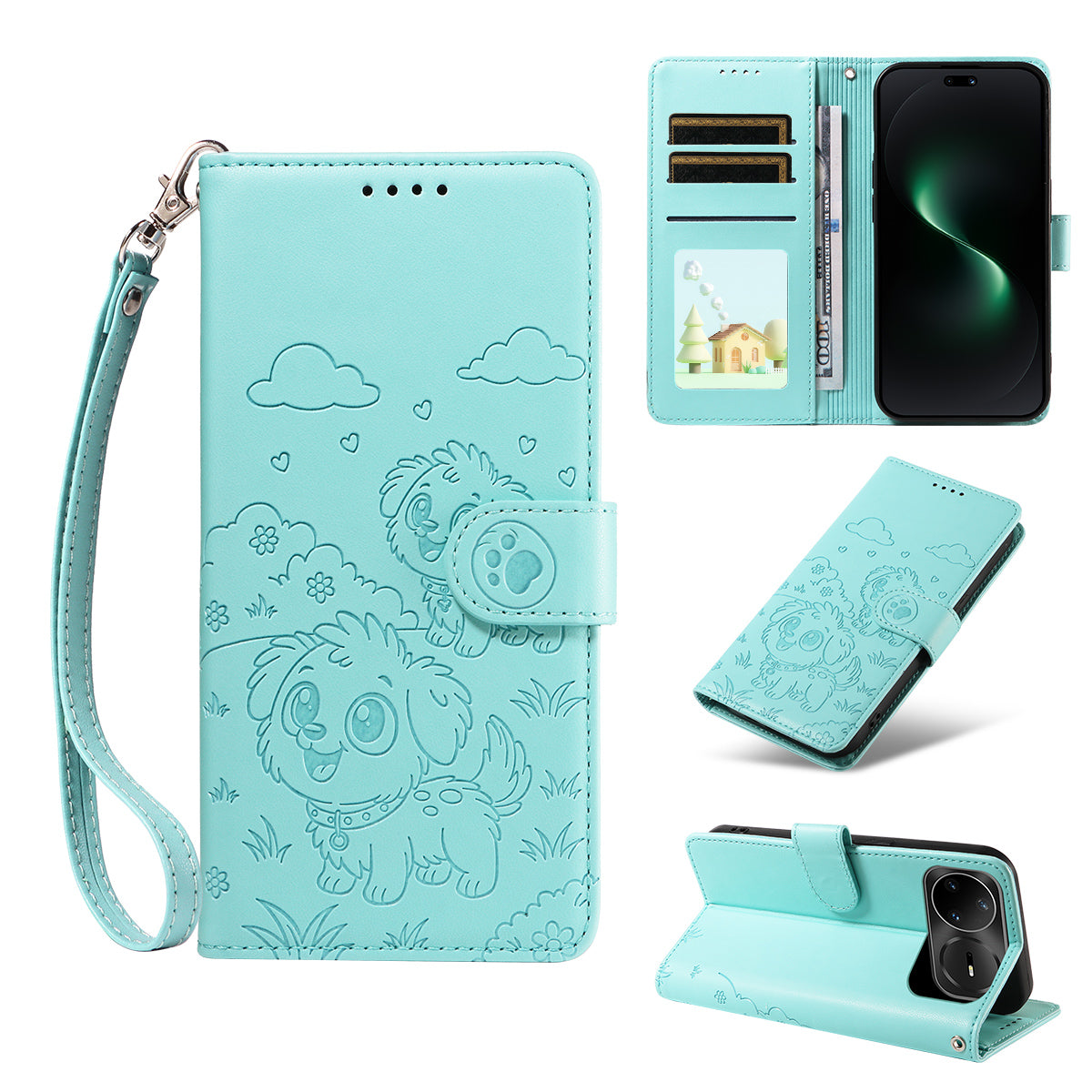 For Huawei nova 15 Ultra 5G / Huawei nova 15 Pro 5G Case RFID Blocking Imprinted Dog Pattern PU Leather Phone Cover with Wrist Strap
