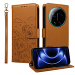 For Xiaomi 17 Ultra 5G Case RFID Blocking Imprinted Dog Pattern PU Leather Phone Cover with Wrist Strap