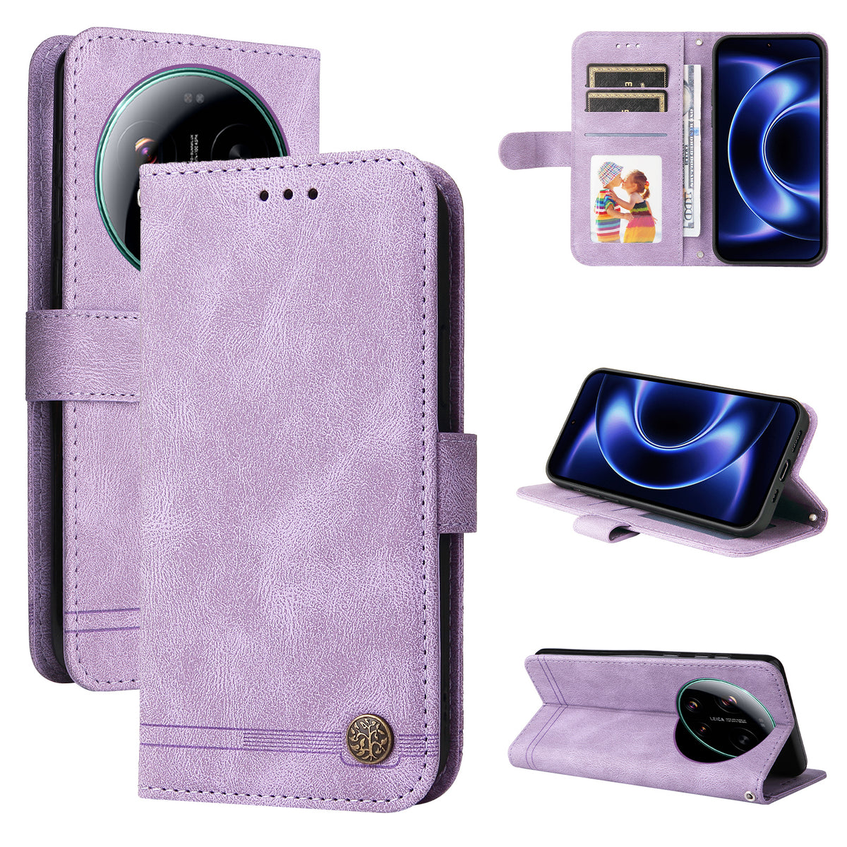 Xiaomi 17 Ultra 5G Läderplånboksfodral Skin Touch mobilfodral Stativ med Rem
