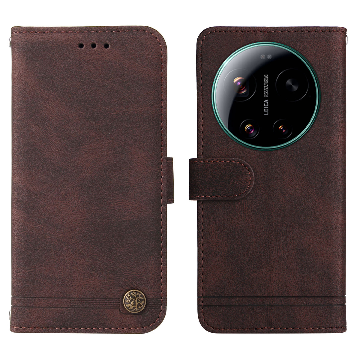 Xiaomi 17 Ultra 5G Läderplånboksfodral Skin Touch mobilfodral Stativ med Rem