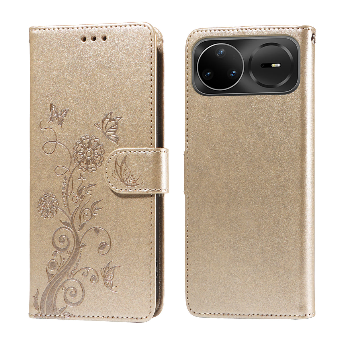 Læderetui til Huawei Nova 15 Ultra 5G / Huawei Nova 15 Pro 5G med sommerfugle- og blomstertryk, tegnebogsetui