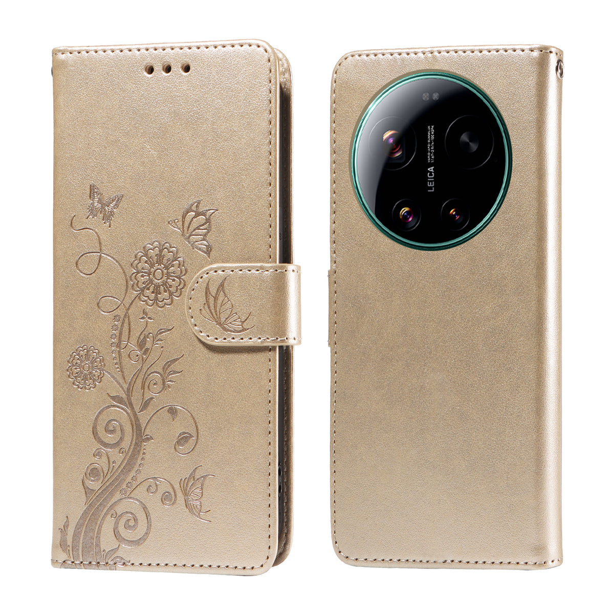 Xiaomi 17 Ultra 5G Läderfodral Fjärils Blommigt Tryck Plånboksfodral