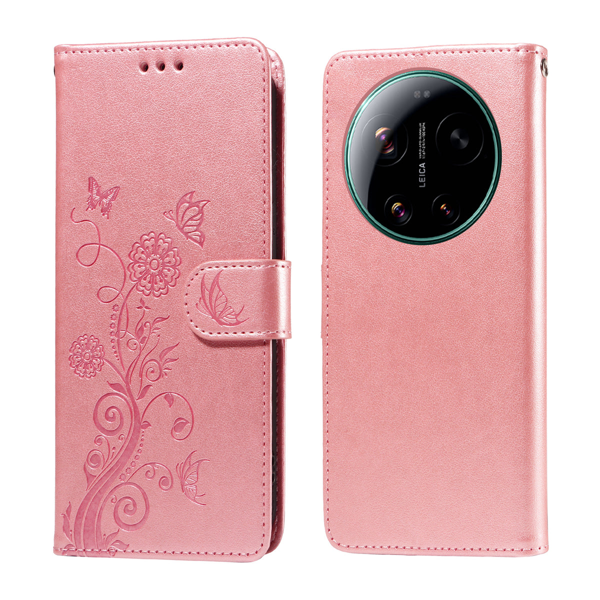 Xiaomi 17 Ultra 5G Läderfodral Fjärils Blommigt Tryck Plånboksfodral
