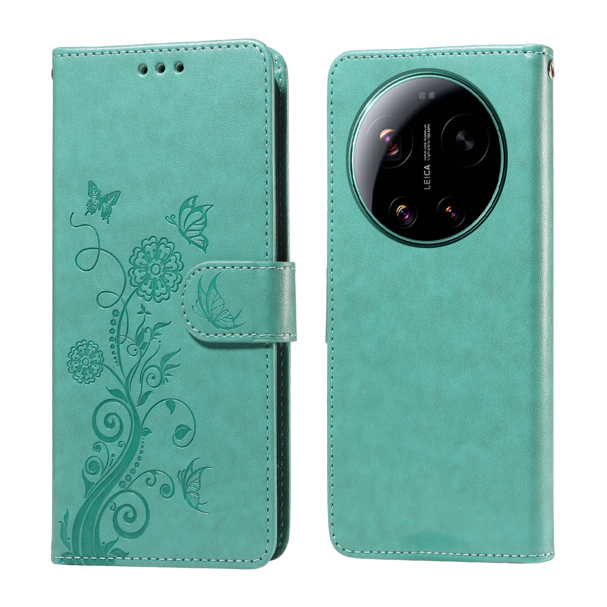 Xiaomi 17 Ultra 5G Läderfodral Fjärils Blommigt Tryck Plånboksfodral