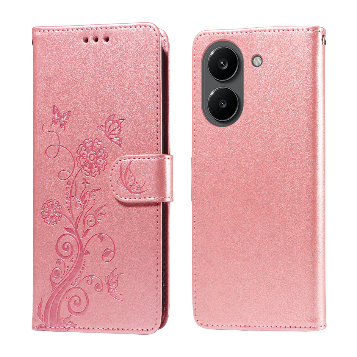 Xiaomi Poco X8 Pro 5G / Xiaomi Redmi Turbo 5 5G Läderfodral Fjärilsblommigt Tryck Plånboksfodral