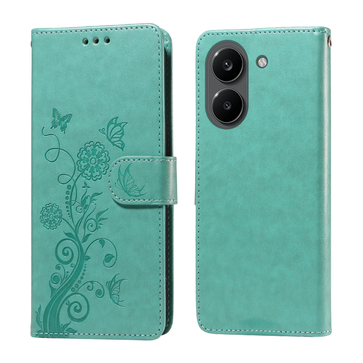 Xiaomi Poco X8 Pro 5G / Xiaomi Redmi Turbo 5 5G Läderfodral Fjärilsblommigt Tryck Plånboksfodral