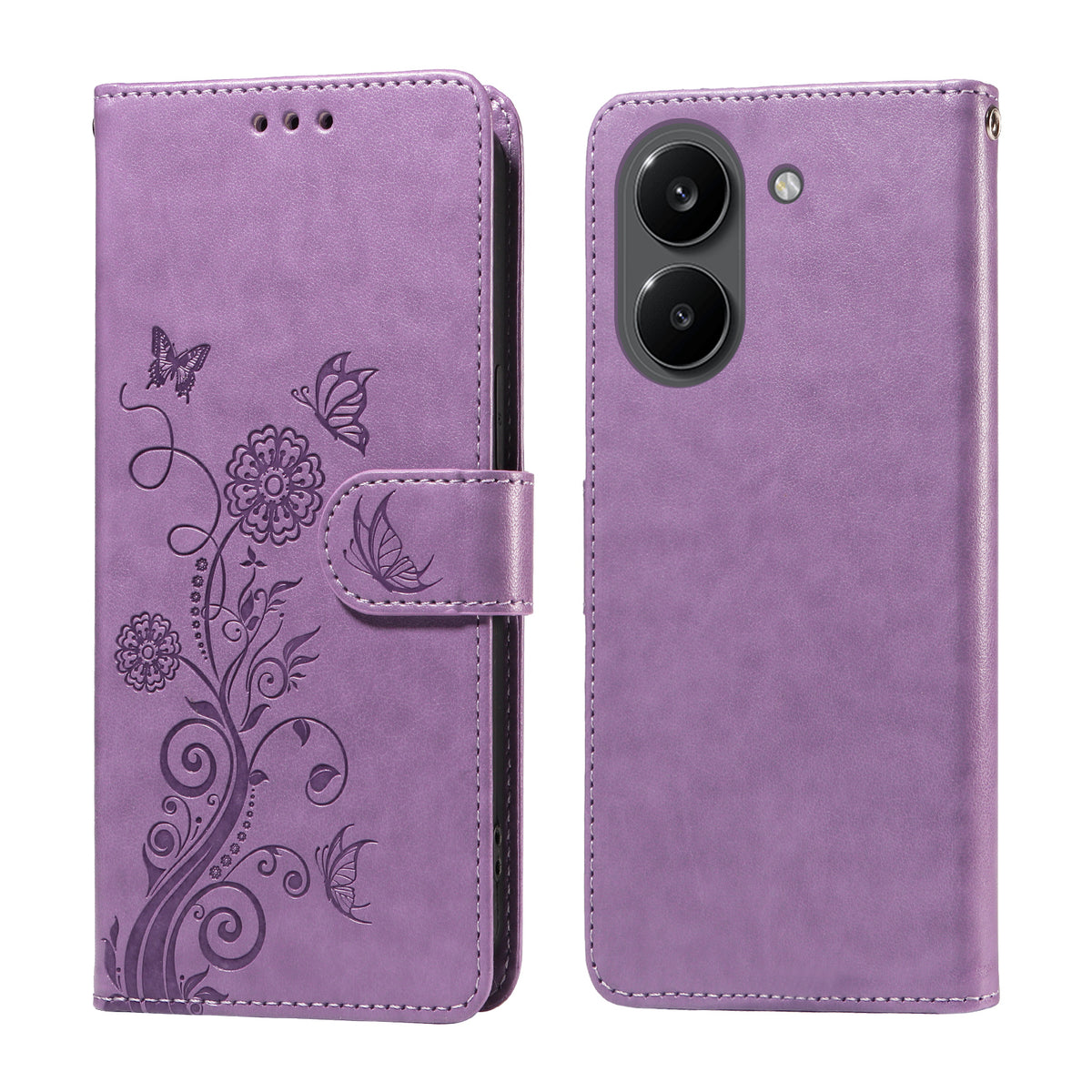 Xiaomi Poco X8 Pro 5G / Xiaomi Redmi Turbo 5 5G Läderfodral Fjärilsblommigt Tryck Plånboksfodral